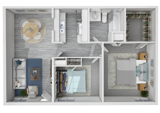 a floor plan of a two bedroom apartment at The  Mirage