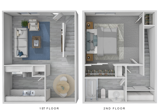 two floor plans of a two bedroom apartment at The  Mirage